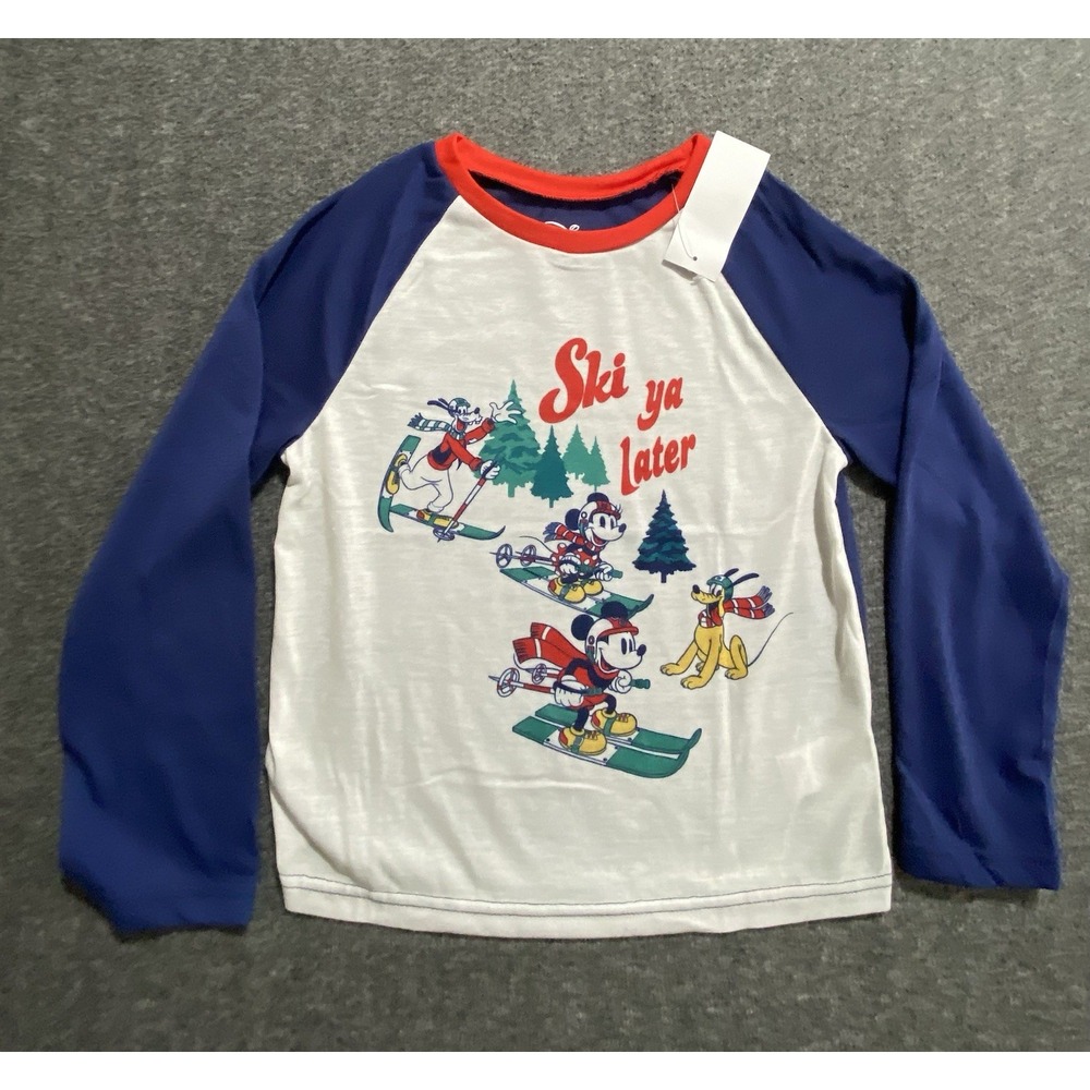 Disney Mickey Minnie Goofy Ski Ya Later Raglan Kids T Shirt Size 8